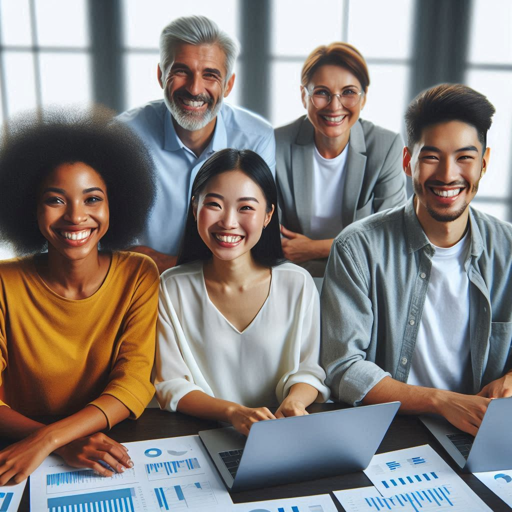People using laptop for finance